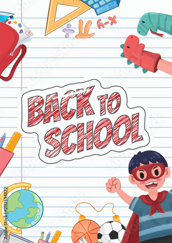 Back to School Banner Template with Colorful Education Elements for School Promotion and Advertising