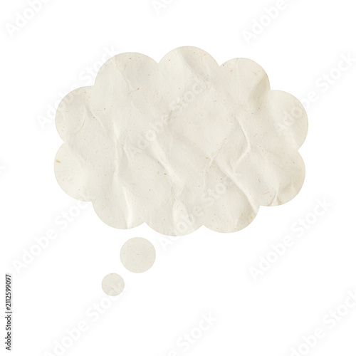 Obraz na płótnie Crumpled paper texture in the shape of a thought bubble speech balloon