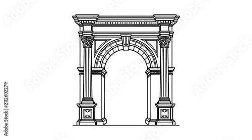 фотографія Elegant Black and White Architectural Drawing of a Classical Roman Inspired Arch