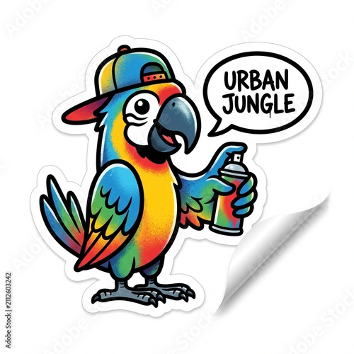 Cool Parrot Urban Jungle Sticker Mural Character
