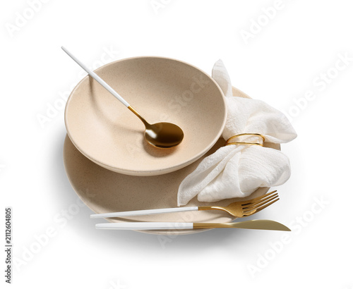Modern beige ceramic dinner...