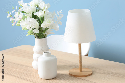 Modern white table lamp and...