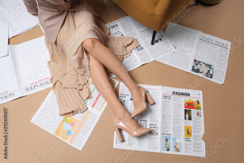 Young woman in high heels w...