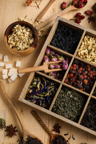 Box and spoons with differe...