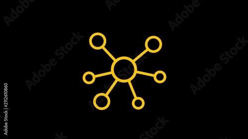 Connected Molecular Structure and Digital Science Network Concept Animation on black background