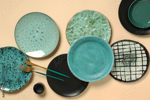 Set of plates and cutlery o...