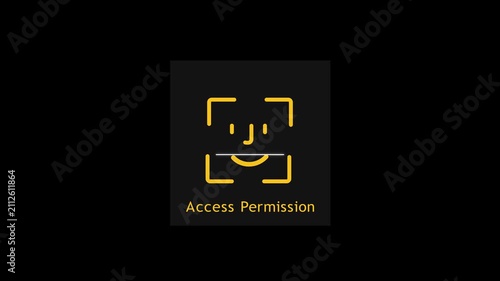 Access Permission Concept with Face ID and Biometric Verification. Secure Face Recognition and Digital Identity Protection