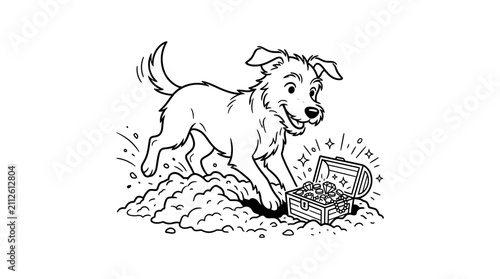 Canvastavla Dog digging for buried treasure in dirt