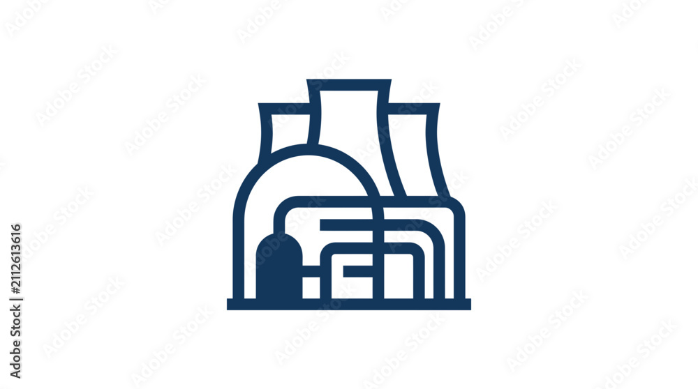 Fototapeta premium Industrial Power Plant Icon: Energy Production, Factory, and Heavy Industry Symbol