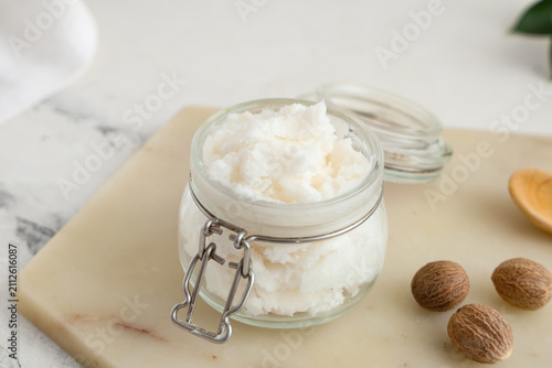 Glass jar with shea butter ...