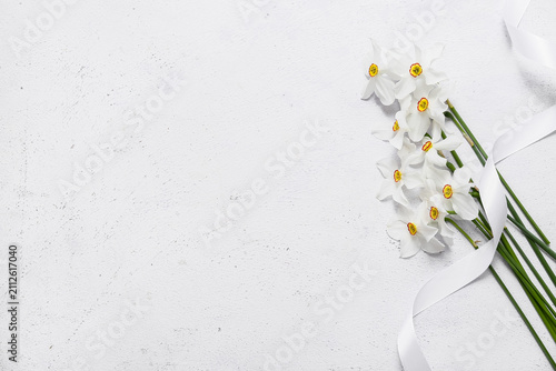 Daffodil flowers with ribbo...