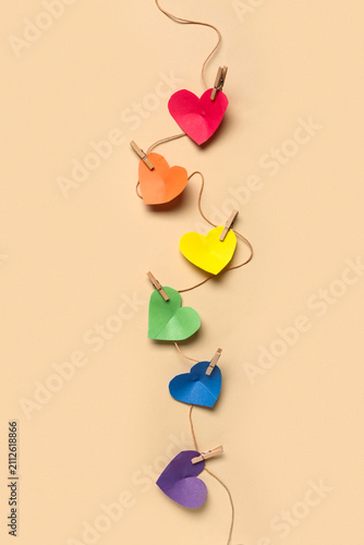 Paper hearts in colors of L...