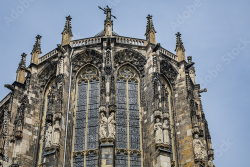 Roman Catholic Aachen Cathedral (Aachener Dom) is one of the oldest cathedrals in Europe (from 796), main Aachen's landmark and a cultural heritage. Aachen, Germany.