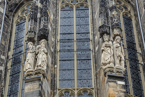 Roman Catholic Aachen Cathedral (Aachener Dom) is one of the oldest cathedrals in Europe (from 796), main Aachen's landmark and a cultural heritage. Aachen, Germany.