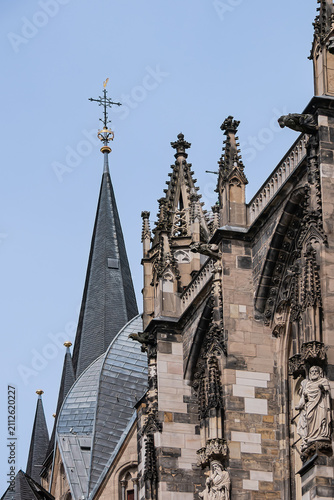 Roman Catholic Aachen Cathedral (Aachener Dom) is one of the oldest cathedrals in Europe (from 796), main Aachen's landmark and a cultural heritage. Aachen, Germany.