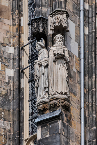 Roman Catholic Aachen Cathedral (Aachener Dom) is one of the oldest cathedrals in Europe (from 796), main Aachen's landmark and a cultural heritage. Aachen, Germany.