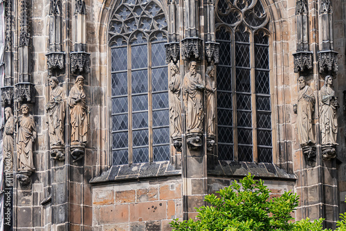 Roman Catholic Aachen Cathedral (Aachener Dom) is one of the oldest cathedrals in Europe (from 796), main Aachen's landmark and a cultural heritage. Aachen, Germany.