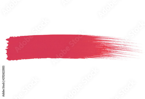 Red paint brush stroke isolated on white background