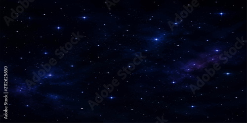 Cuadro en lienzo Starry Night Sky with Bright Blue Galaxy Nebula Cosmic Starfield and Deep Space