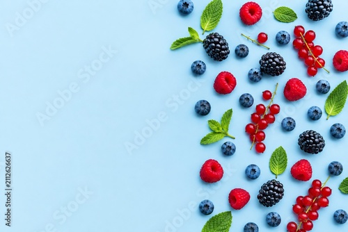 berries on blue background