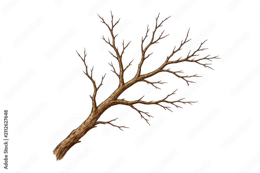 Obraz premium Detailed illustration of a bare tree branch.