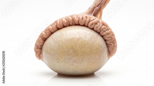 Realistic Human Testis Specimen with Epididymis Isolated on White
