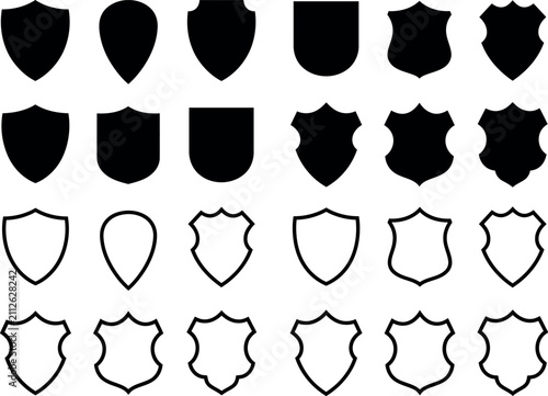 Blank medieval heraldic shield. Empty knight crest for custom coat of arms design.