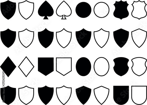 Blank medieval heraldic shield. Empty knight crest emblem for custom coat of arms design.