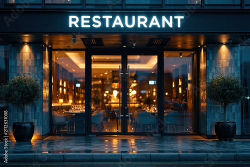 Restaurant Entrance At Night
