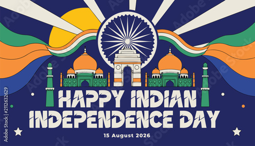 Canvas Print Happy indian independence day 15 august 2026