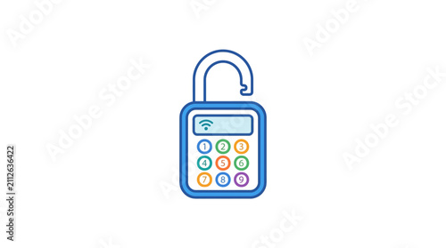 Obraz na płótnie Combination padlock icon flat vector illustration on a white background