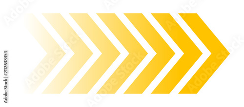 Fotografía Yellow gradient chevron arrow pattern with fade effect pointing right on transpa
