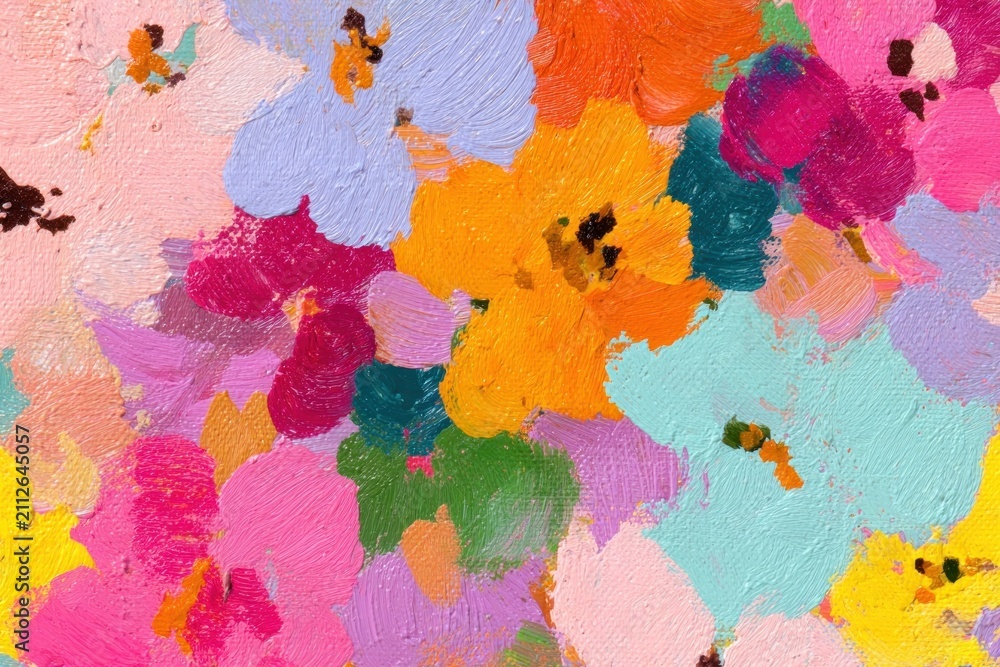 Obraz premium Vibrant abstract floral oil painting illustration