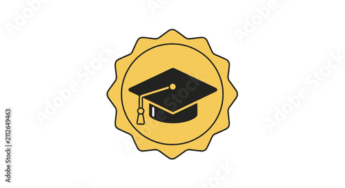 Fotografie Yellow graduation cap seal for academic achievement.