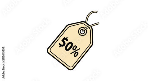 Foto Tan 50 percent off price tag icon.