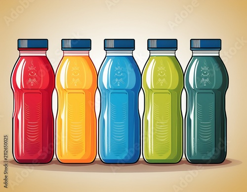 fresh colorful isotonic sports drinks bottles