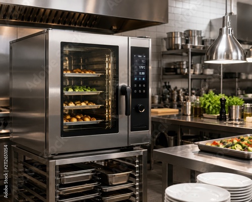 Professional Commercial Convection Oven In Modern Restaurant Kitchen