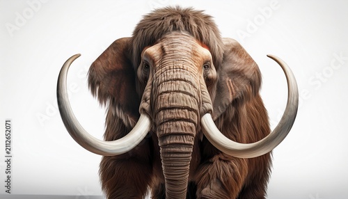 woolly mammoth isolated on white background front view of extinct prehistoric mammal