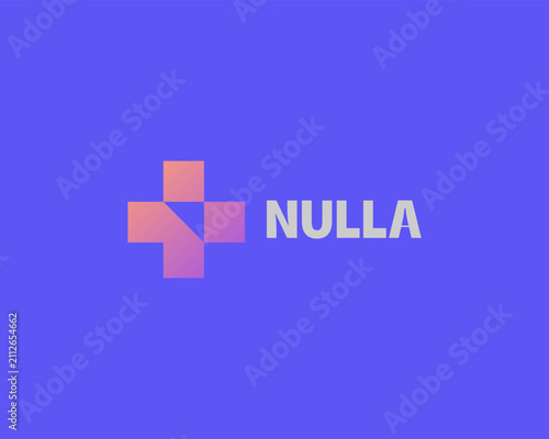 Abstract medical cross vector logo. Geometric plus sign or arrow logotype. Modern symbol for healthcare, pharmacy and tech brands