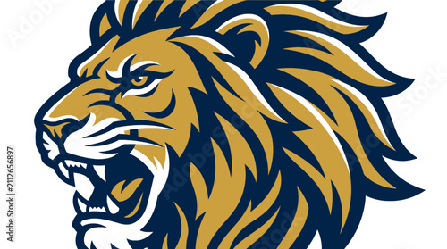 Fotografie Fierce roaring lion head mascot sports logo.