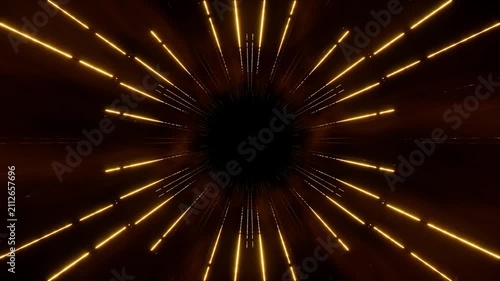 Wormhole Effect with Shiny Gold Light Streaks