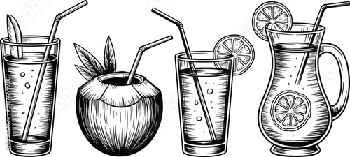 Obraz na plátně Summer drinks flat vector illustration