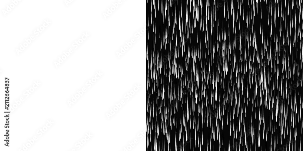 Obraz premium Black and white rain texture overlay. Vertical falling streaks for weather effect design.
