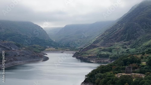 Llyn Peris lake in the mountains of Snowdonia 