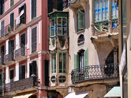 Картината върху платно Art Nouveau Facade with Unique Bay Windows in Palma