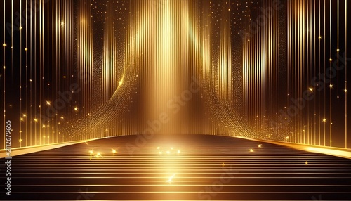 luxury gold award night background gold lines decoration and lights