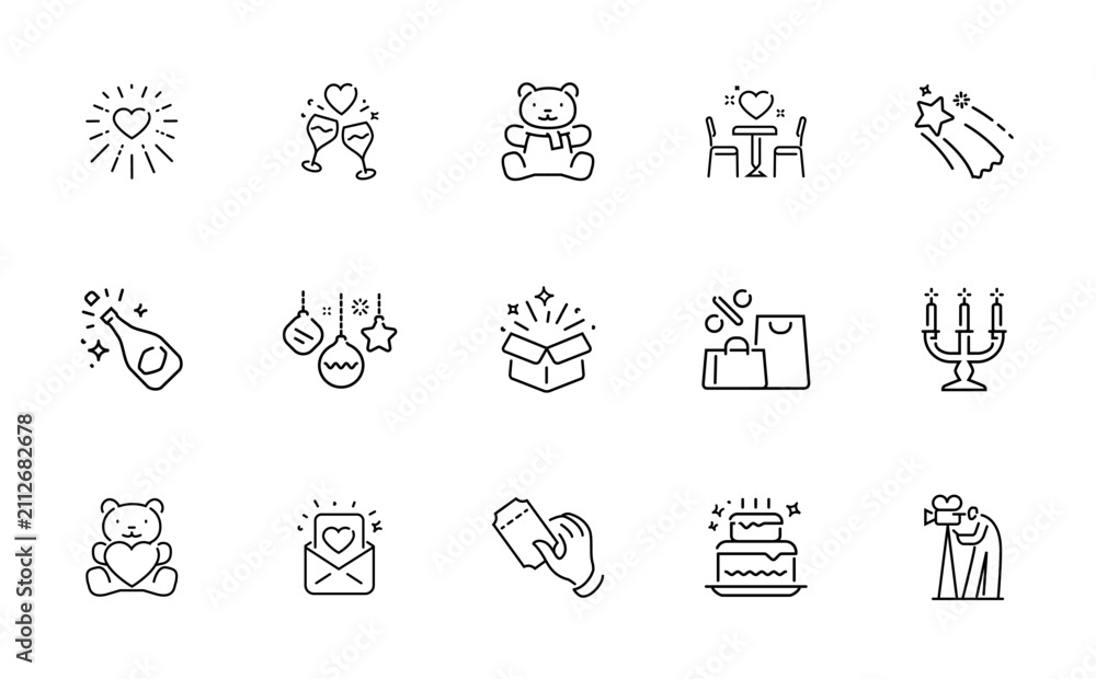 Fototapeta premium Collection of festive celebration and gift icons for special occasions