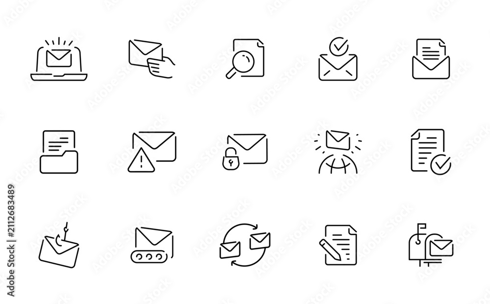 Fototapeta premium Collection of email and communication icons for digital services
