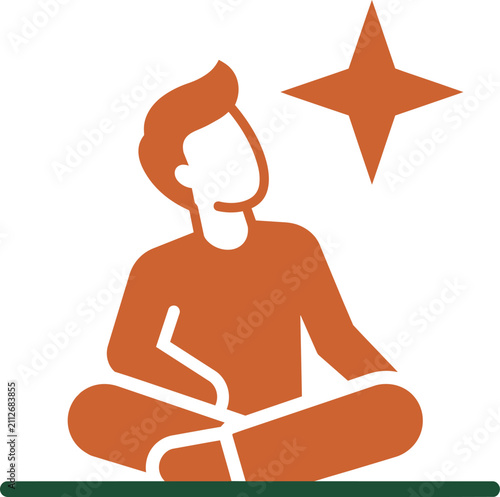 Foto Minimalist icon of a person sitting and stargazing at a bright star