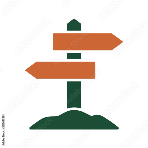 Directional trail marker signpost icon vector illustration